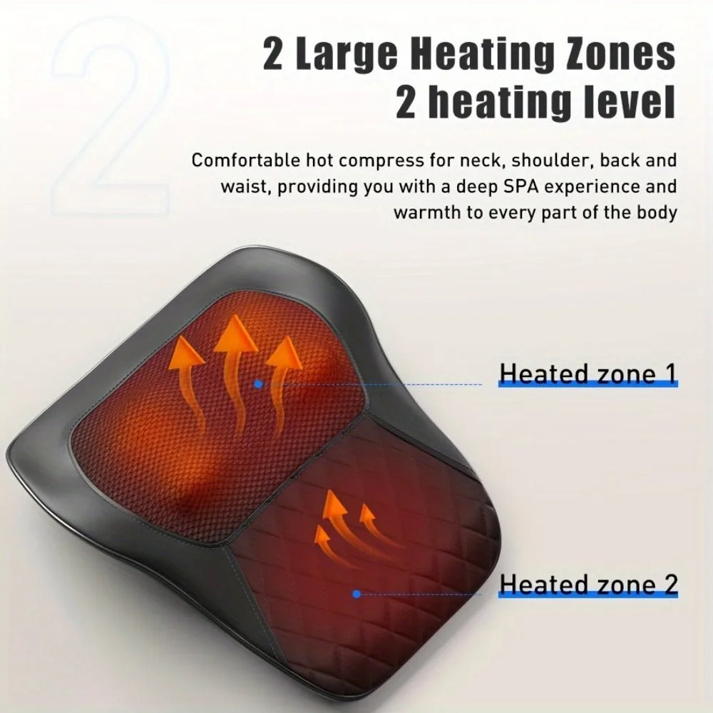 NEW 3D Kneading Deep Tissue Massage Pillow Back Traction with Heat for Muscle Pain Relief Home Office Cars Chairs