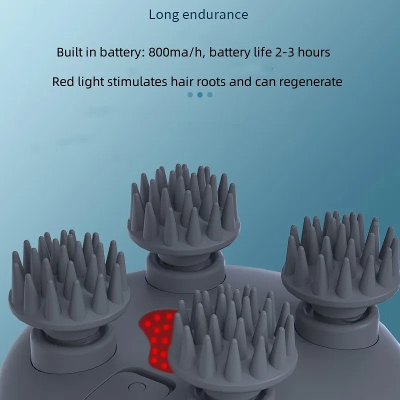 Electric Head Massager Waterproof,Wireless Portable Red Light Care Handheld Massager 4 Massage Modes Stress Relax For Scalp