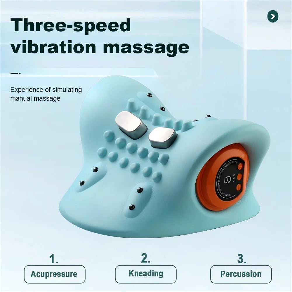 Portable Pulse Neck Massage Pillow 3D Kneading Shiatsu with Heat Neck Hot Compress for Shoulder/Back Pain Relief Home Car Use