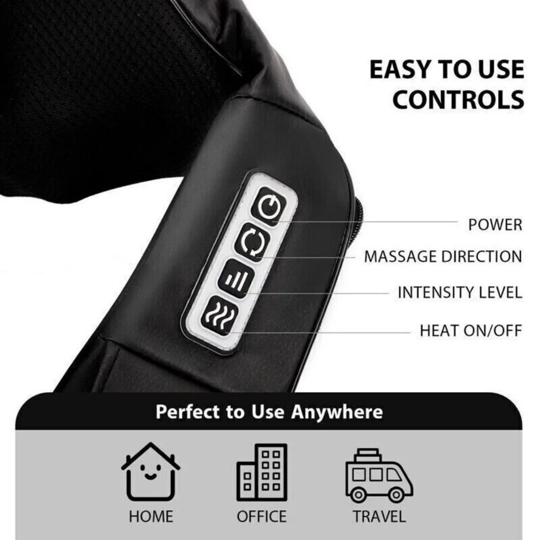Cordless Neck Massager Electric Shiatsu Massager Back Shoulder Neck Kneading Massager For Pain Relief Deep Tissue Body Massager