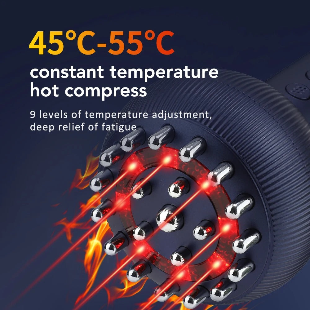 9 Gears Electric Meridian Brush Body Massager with Gua Sha Microcurrent Hot Compress Scraping Feature for Body Slimming