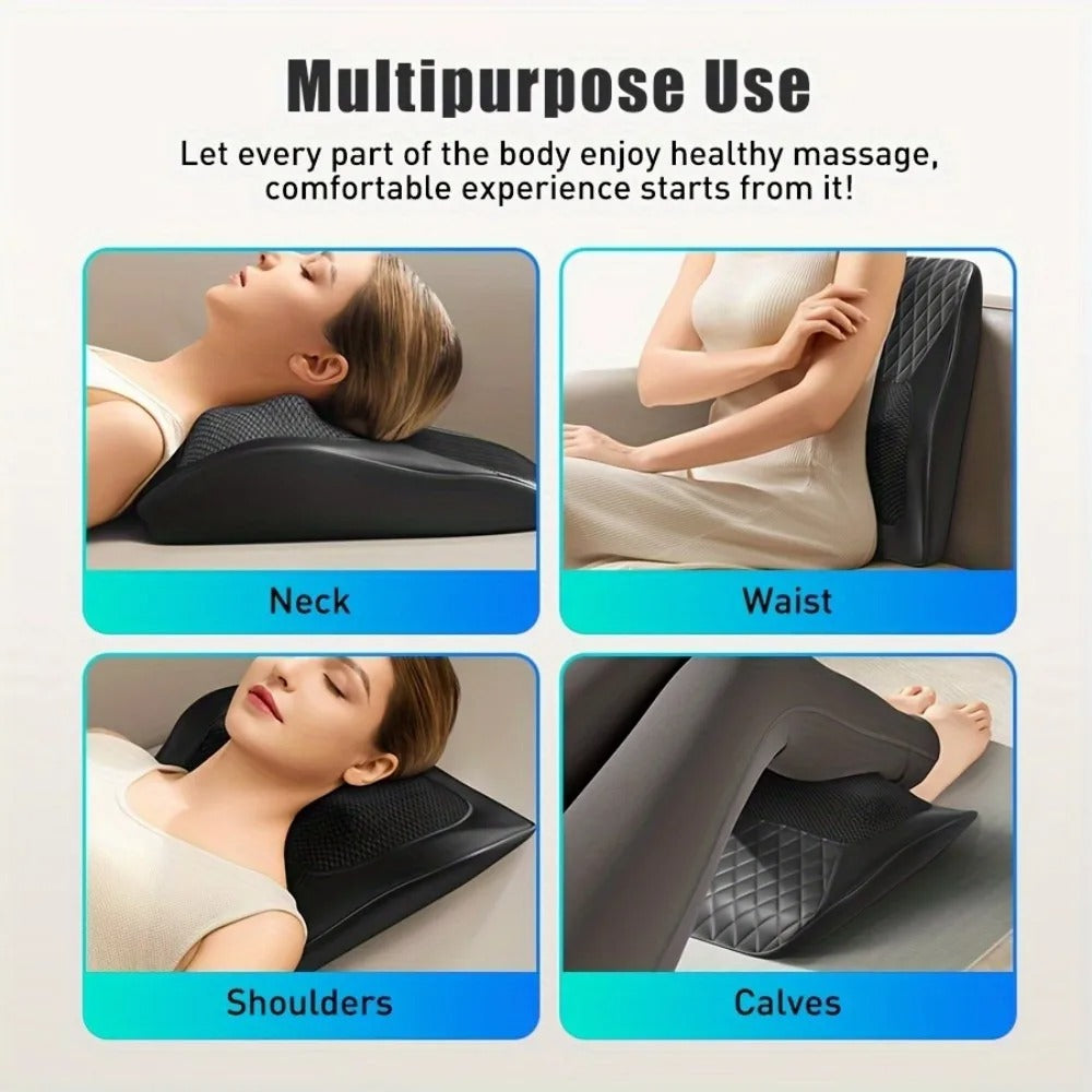 NEW 3D Kneading Deep Tissue Massage Pillow Back Traction with Heat for Muscle Pain Relief Home Office Cars Chairs
