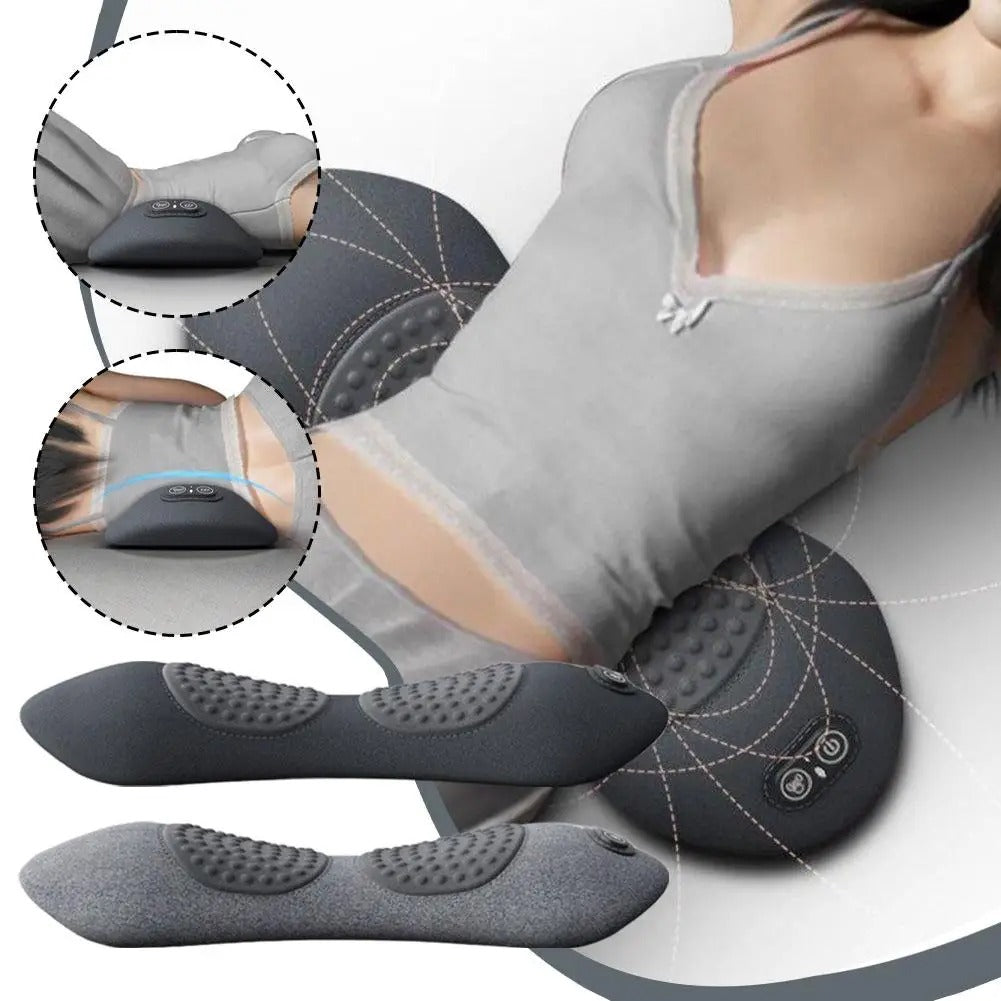 3 in 1 Electric Lumbar Support Pillow with Adjustable Height Lying Flat Waist Relief Waist Support Waist Pillow Heating Vibration