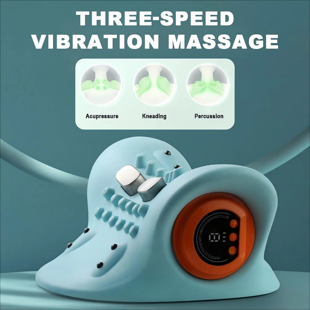 Portable Pulse Neck Massage Pillow 3D Kneading Shiatsu with Heat Neck Hot Compress for Shoulder/Back Pain Relief Home Car Use