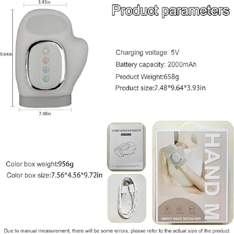 Hand Massager with Heat and Compression Electric Cordless Portable Wrist & Finger Massager 5-Level Adjustable Pressure Best Gift