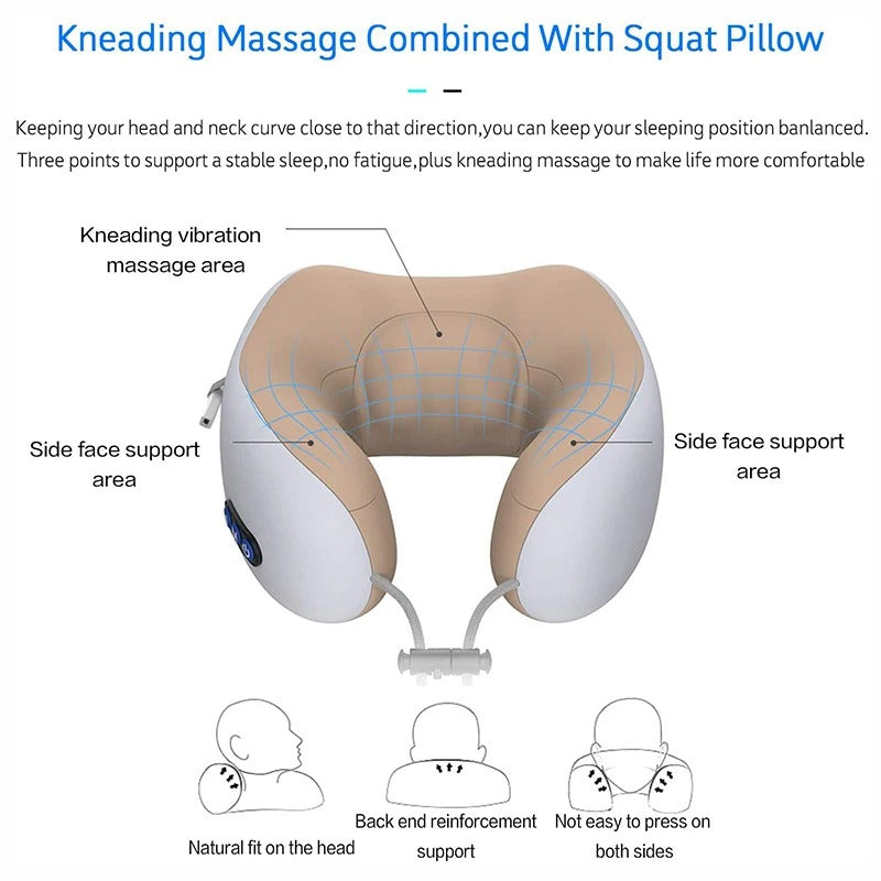 Portable U-Shape Neck Pillow Massage Machine Vibrater Shoulder Neck Muscle Relax Electric Massager Instrument USB Charging