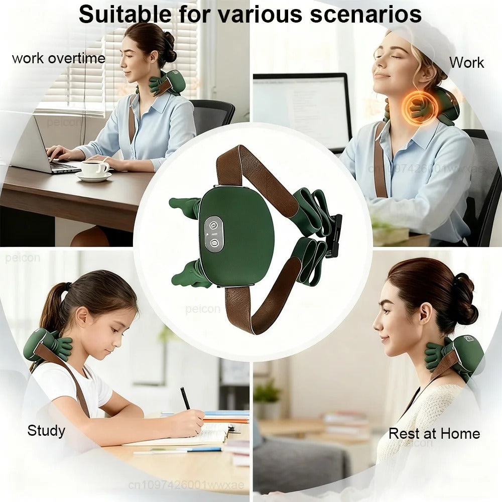 Neck Massager Electric Muscle Massager Heating Cervical Neck Massage Portable Neck Shoulder Massage Machine for Neck Pain Relief