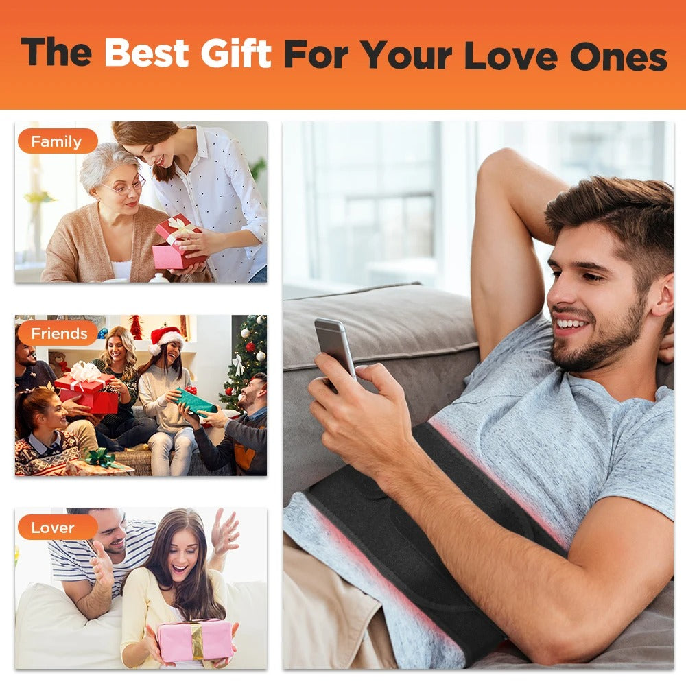 Cordless Heated Massage Pad Red Light Massage Waist Belt 102 Red Light Beads Hot Compress Vibration Relieve Fatigue Relax Muscle