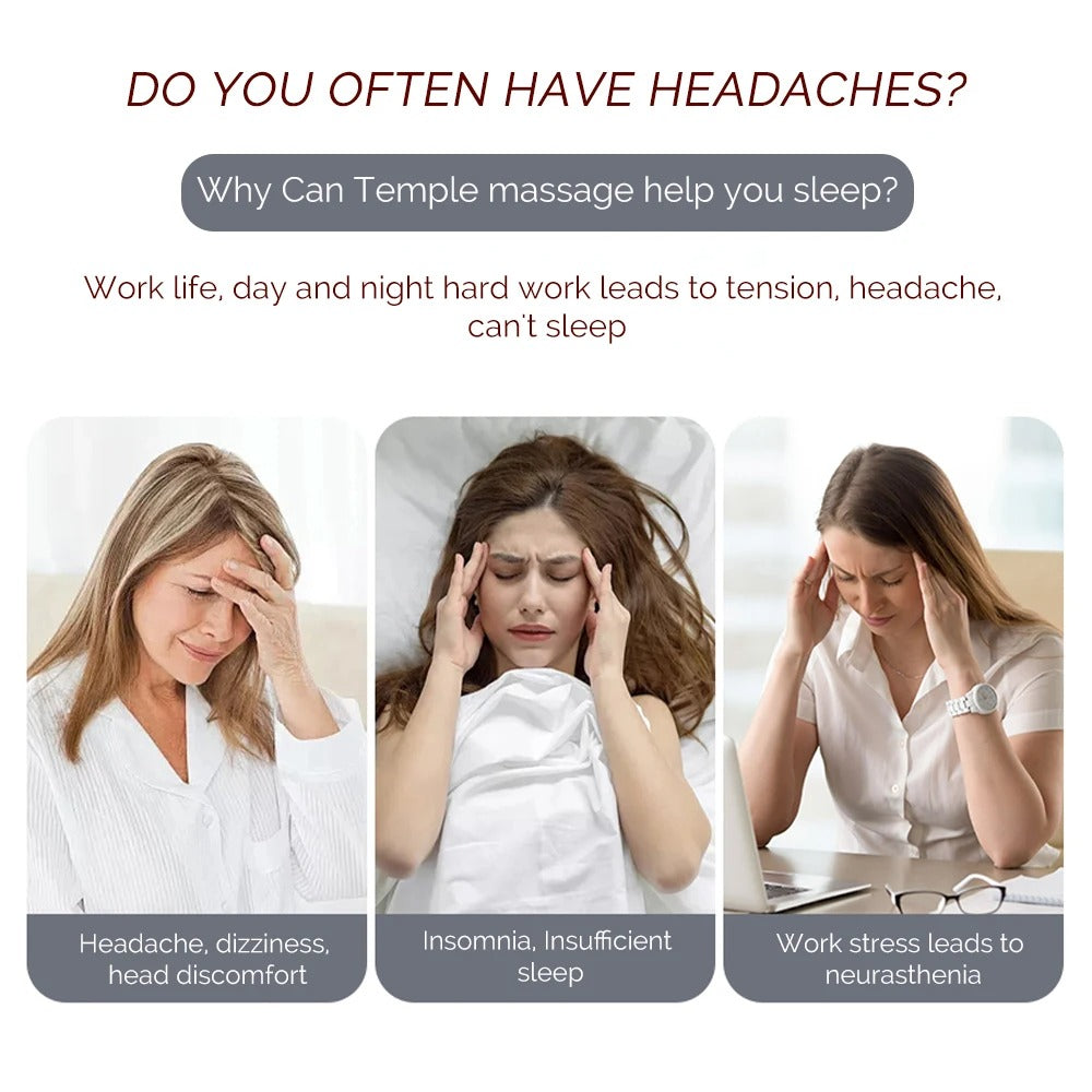 Electric Head Massager EMS Micro-Current Vibration Head Temple Massager Relieve Brain Fatigue Relief Improve Sleep Wireless Use