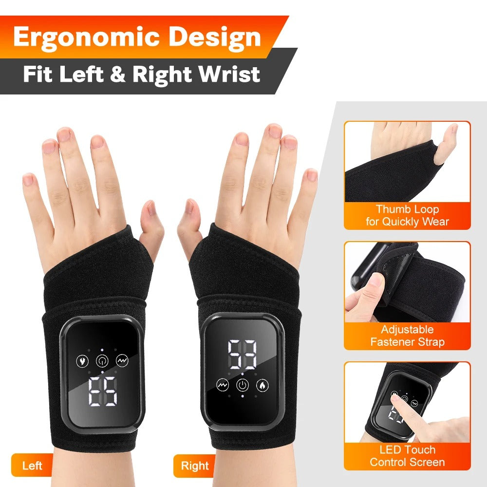 Electric Heating Hand Wrist Guard Vibration Massage Hot Compress Wrist Brace Protector Wrap Rechargeable Heat Thermal Wristband