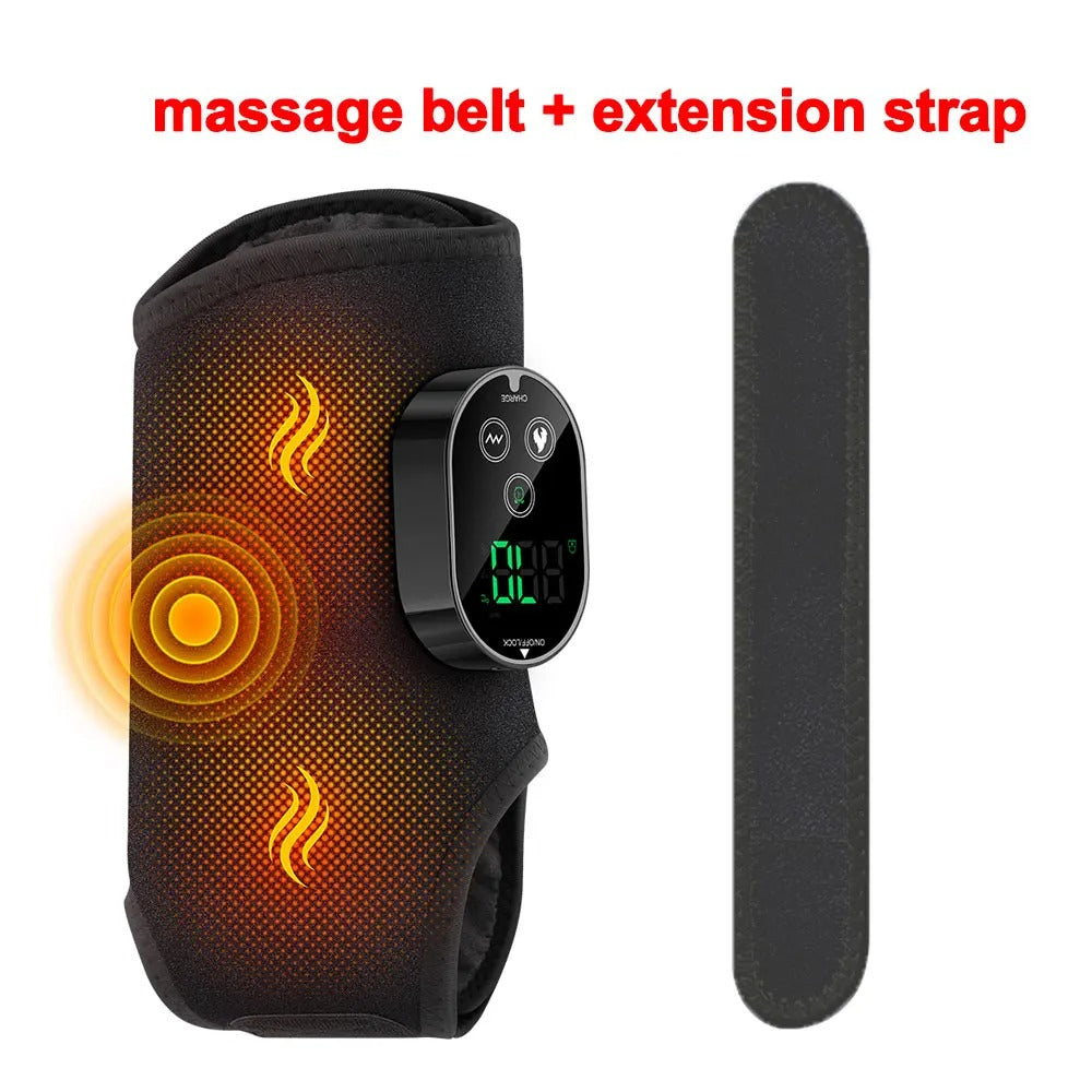 2-in-1 Foot Ankle Massage Belt Heating Vibration Multi-Area Massager with Extension Strap Thermal Relaxation Hot Compress Braces