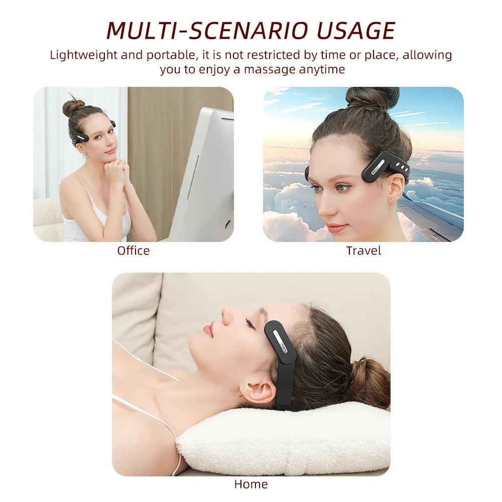 Electric Head Massager EMS Micro-Current Vibration Head Temple Massager Relieve Brain Fatigue Relief Improve Sleep Wireless Use