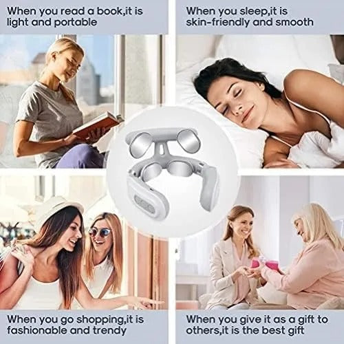 Shoulder Cervical Massager4 Heads Neck Massager Multifunctional Electric Hot Compress Pulse Neck Protector Rechargeable Massage