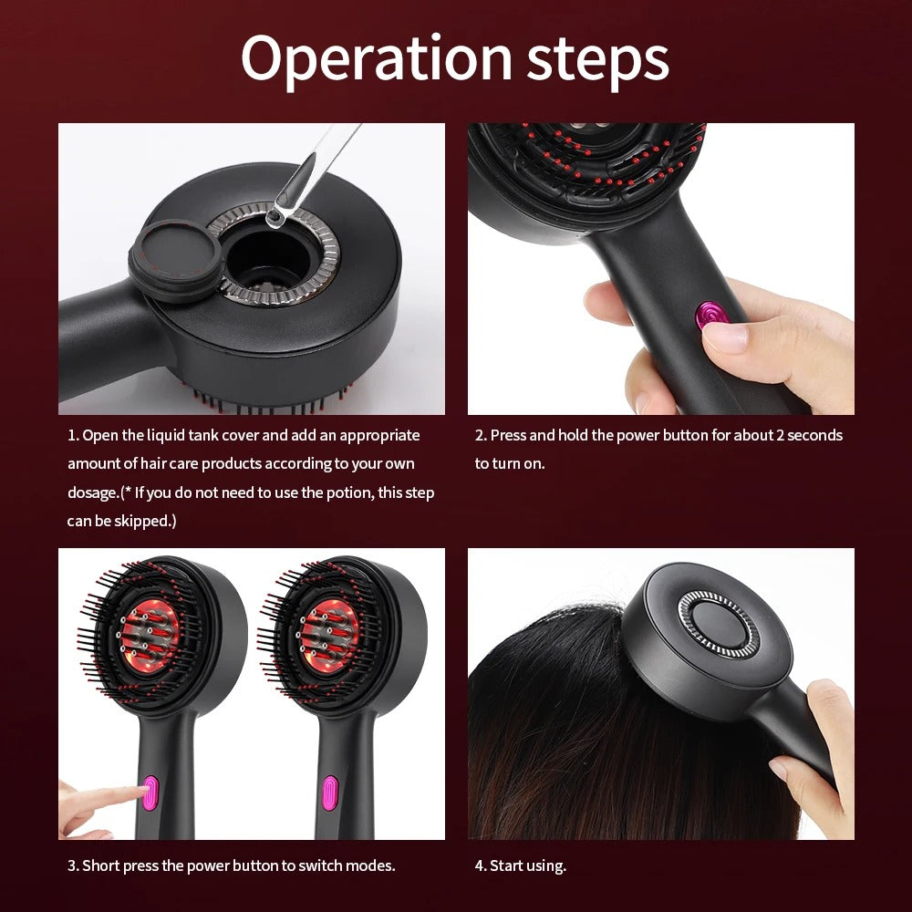 3 Modes Electric Massage Comb Portable Red Light Laser Comb for Hair Follicle Hair Follicles On The Head Essence Oil Applicator