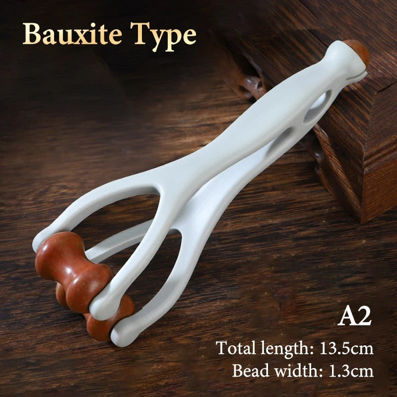 ☆Dual-Row Brass Roller Hand Joint Massage Roller Acupoint Meridian Multifunctional Finger Massager Promote Blood
