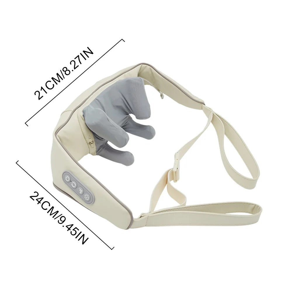 Wireless Neck Shoulder Massager with Heat 3D Kneading Shiatsu for Cervical Spine Hot Compress Vibration Portable for Home/Car