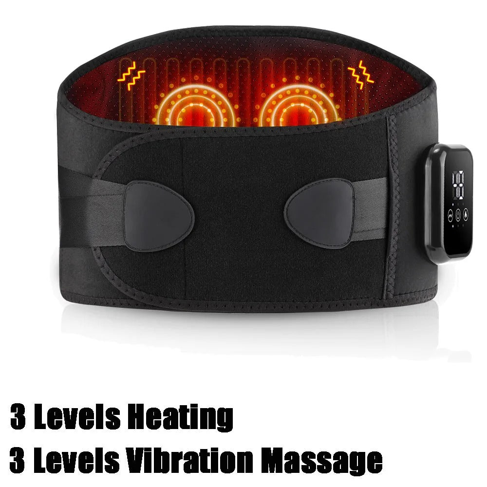 Electric Heating Waist Massage Belt Infrared Vibration Hot Compress Lumbar Brace Spine Decompression Massager Back Support Belt