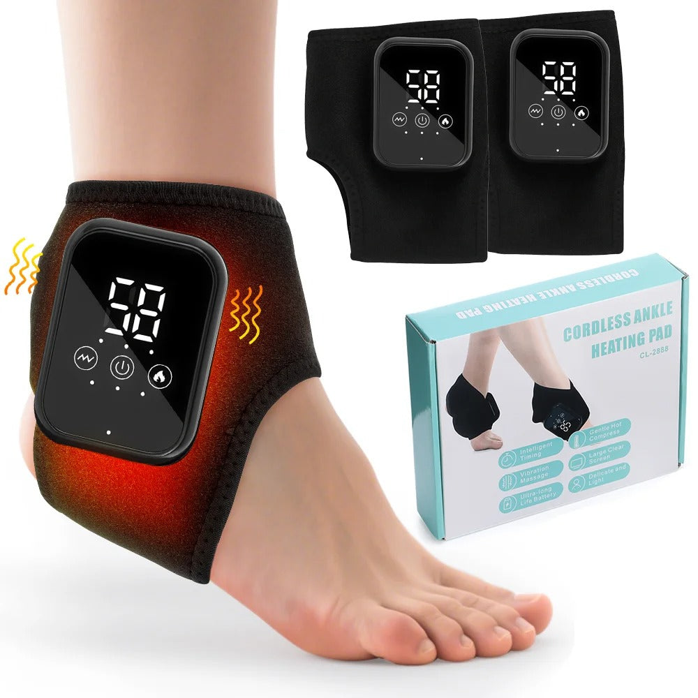 Electric Heating Ankle Guard 3 Levels Hot Compress Vibration Massage Cordless Foot Massager Ankle Joint Protection Heating Strap