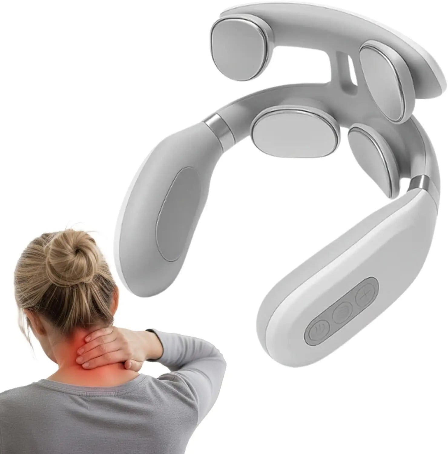 Shoulder Cervical Massager4 Heads Neck Massager Multifunctional Electric Hot Compress Pulse Neck Protector Rechargeable Massage
