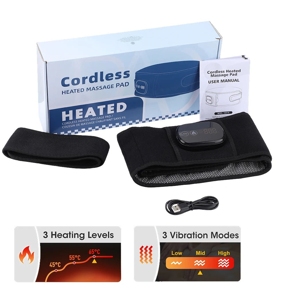 Cordless Heated Massage Pad Red Light Massage Waist Belt 102 Red Light Beads Hot Compress Vibration Relieve Fatigue Relax Muscle