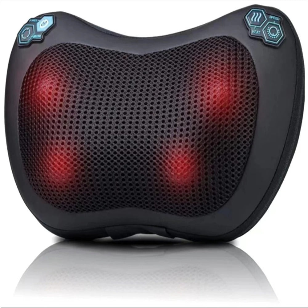 Electric Massage Pillow 4-Button Massager For Shoulder Neck Back Lumbar Hot Compress Kneading Full Body Relax Shiatsu Massage