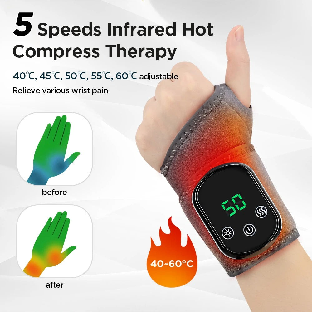 Electric Heating Hand Wrist Guard Vibration Massage Hot Compress Wrist Brace Protector Wrap Rechargeable Heat Thermal Wristband