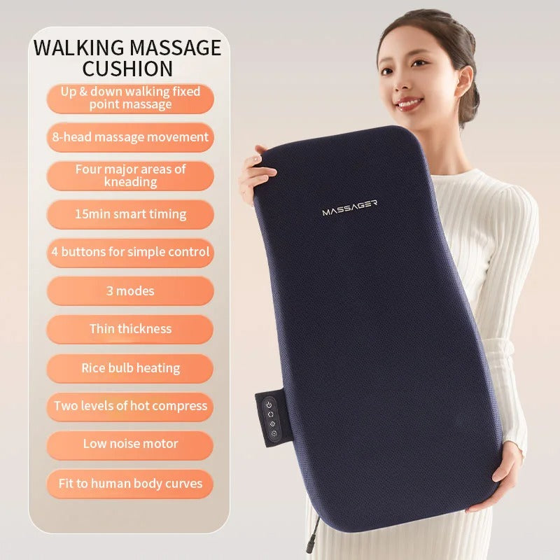 Jinkairui Back Massager Walk Up and Down Massage Cushion with Kneading Heat Neck Shoulder Full Body Massage Machine Spot Massage