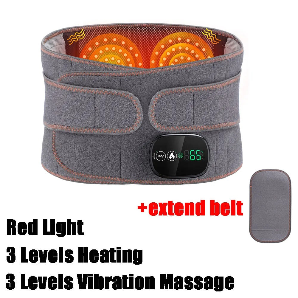 Electric Heating Waist Massage Belt Infrared Vibration Hot Compress Lumbar Brace Spine Decompression Massager Back Support Belt