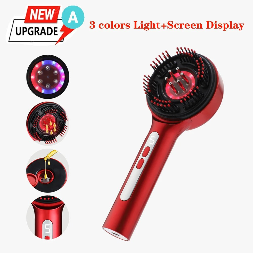 Electric Vibration Massage Comb Red Light Therapy Hair Growth Massage Scalp Brush Anti Hair Loss Liquid Oil Applicator Hair Care