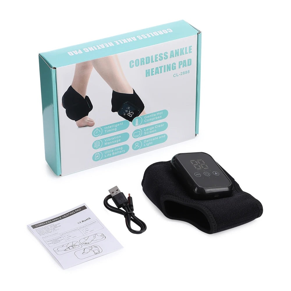 Electric Heating Ankle Guard 3 Levels Hot Compress Vibration Massage Cordless Foot Massager Ankle Joint Protection Heating Strap