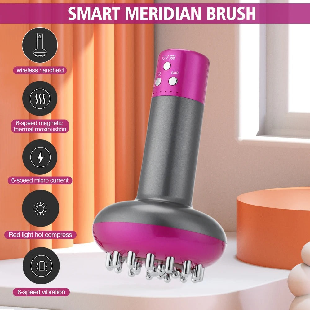 Intelligent 6 Gear EMS Meridian Brush MicroCurrent Vibration for Fat Burning Electric Massager with Vibration for Home Body Use