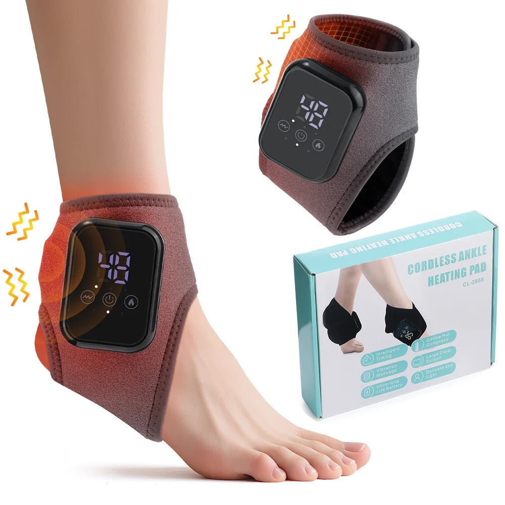 Electric Heating Ankle Guard 3 Levels Hot Compress Vibration Massage Cordless Foot Massager Ankle Joint Protection Heating Strap